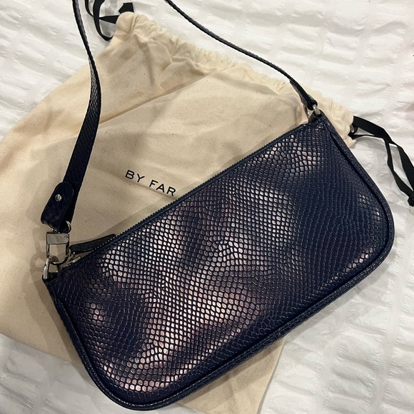 BY FAR snake skin Navy bag - Picture 3 of 4